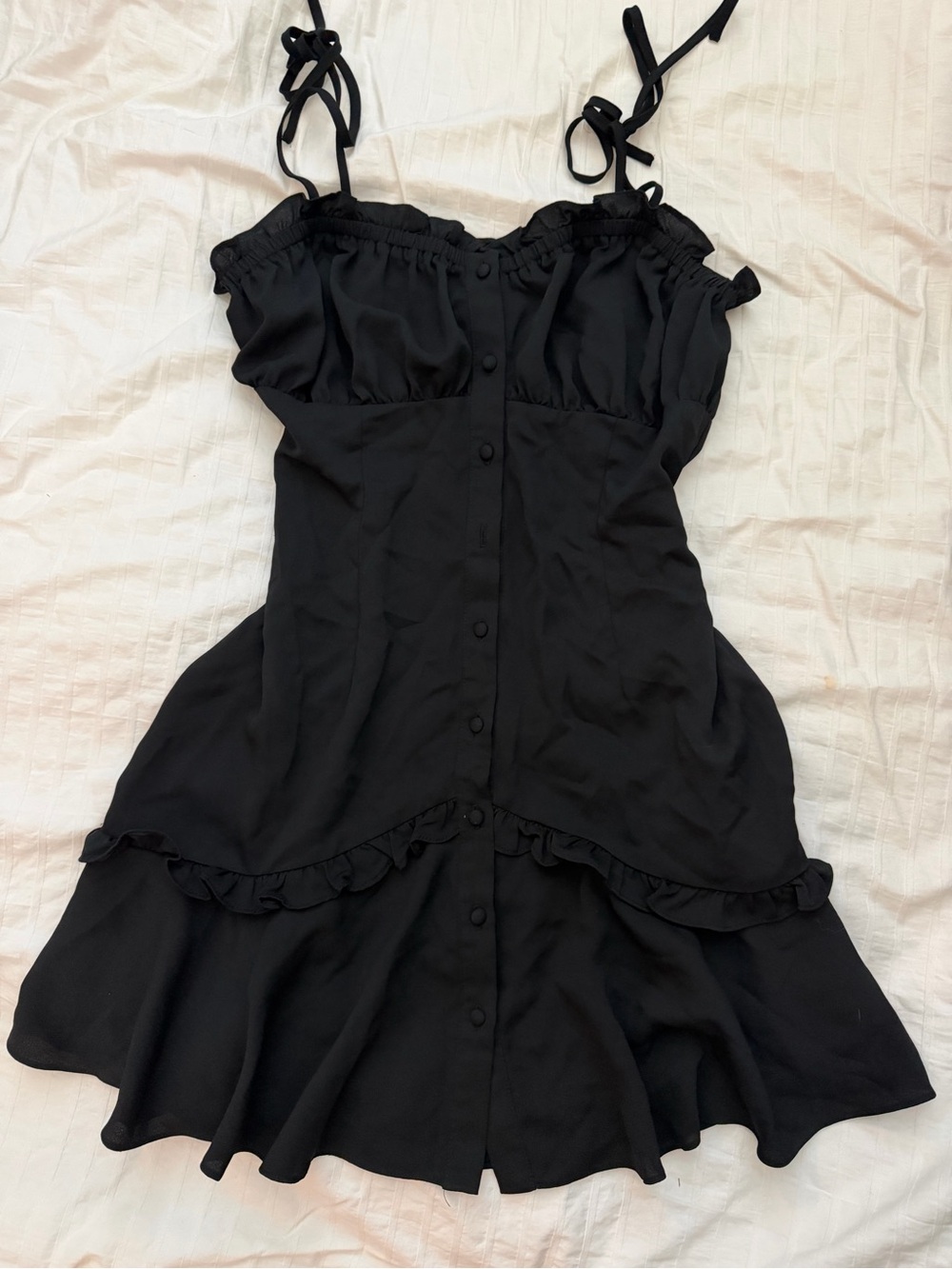 Hollister Black Tie-Shoulder Button-Front Mini Dress
